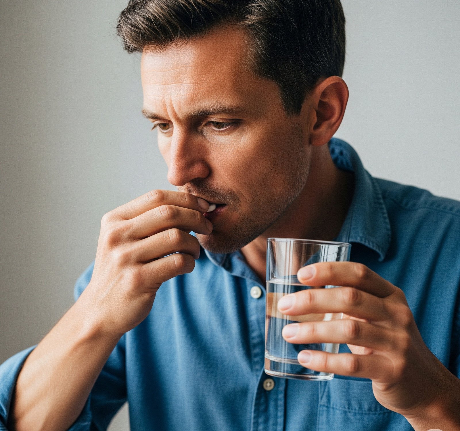 man taking penis enlargement pills