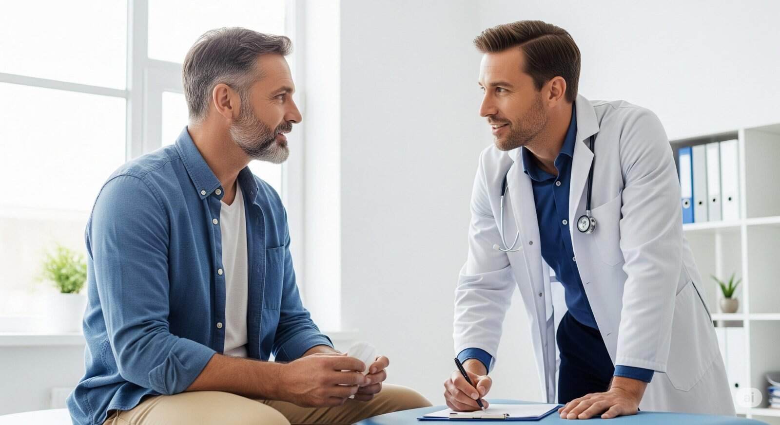 man consulting doctor about penile implants