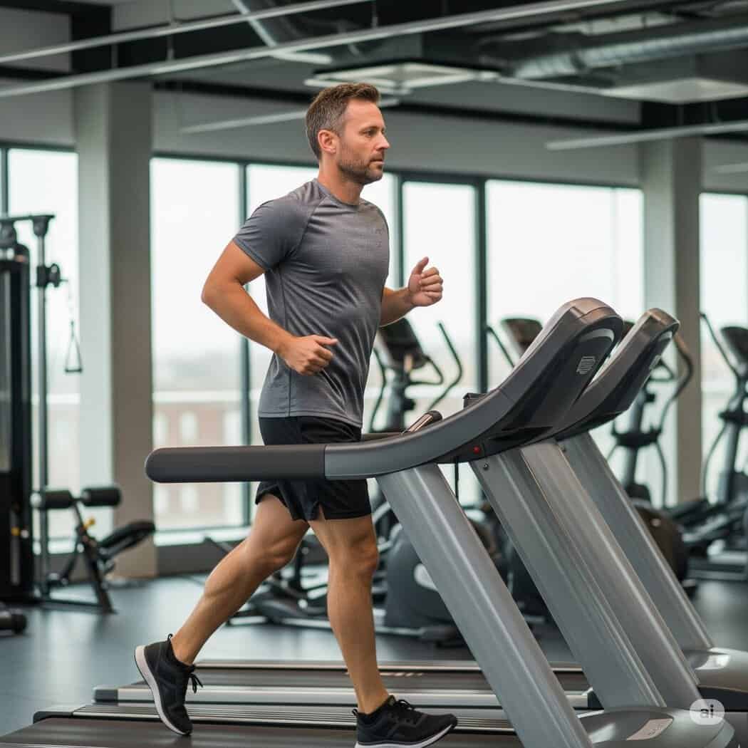 man running on treadmill
