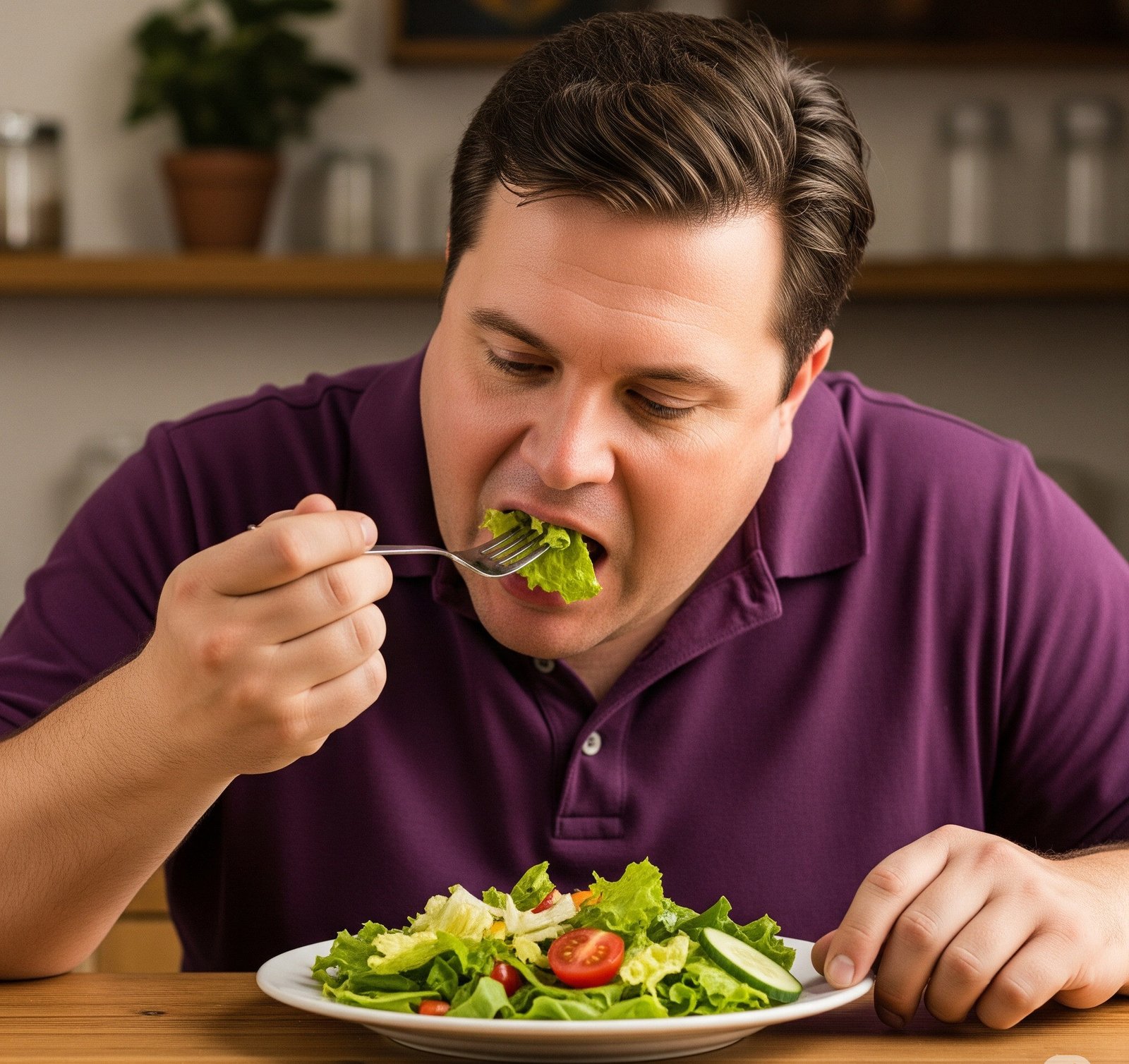 man eating salad